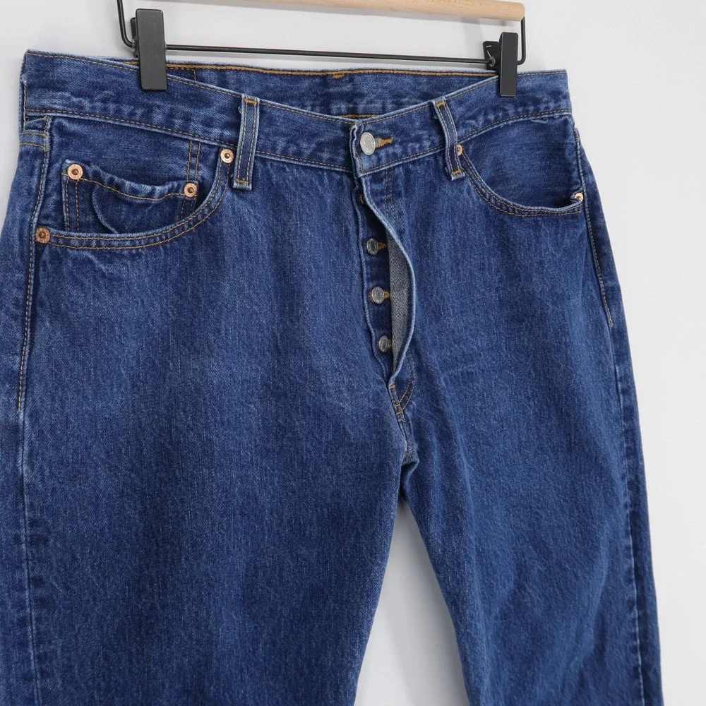 Vintage Levis 501 Jeans Mens 36x30 (34x26) Blue Original Fit Straight Button Fly - Picture 2 of 14